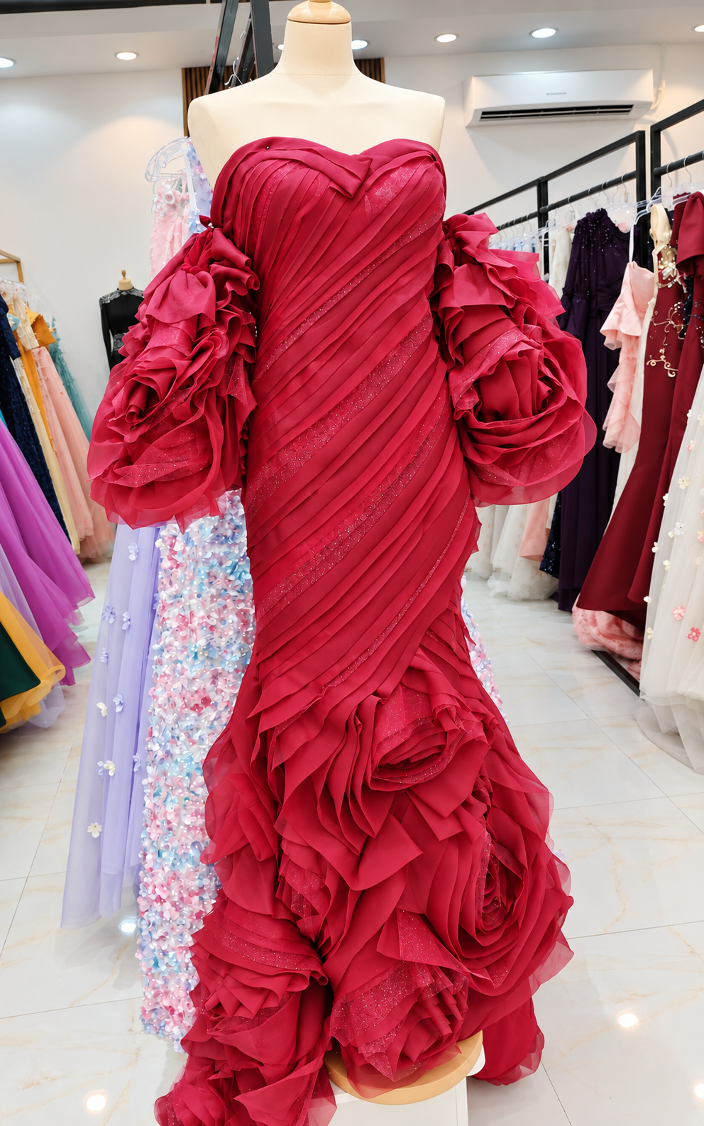 Rose Petal Ruffle Evening Gown by Dreamy Styles